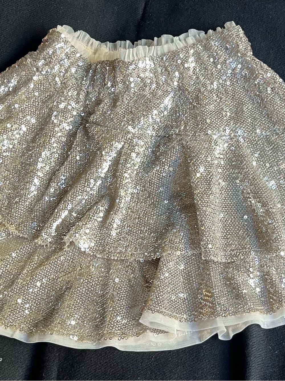 Zara Silver Sequin Ruffle Girls Skirt